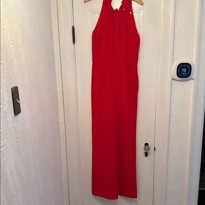 Elegant Red Halter Jumpsuit